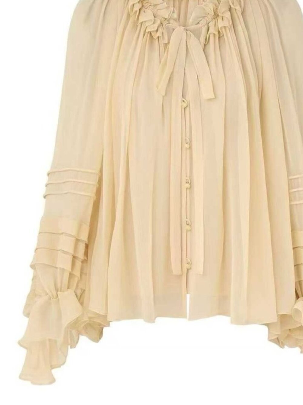 Zimmerman Celestial Ruched Tie Neck Chiffon Top - Picture 3 of 4
